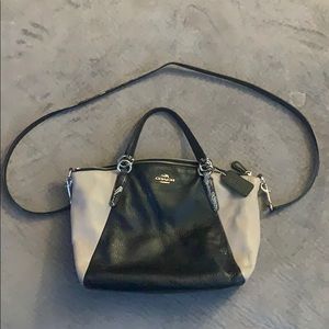 Coach Black & Tan Purse w/ Snakeskin Strap